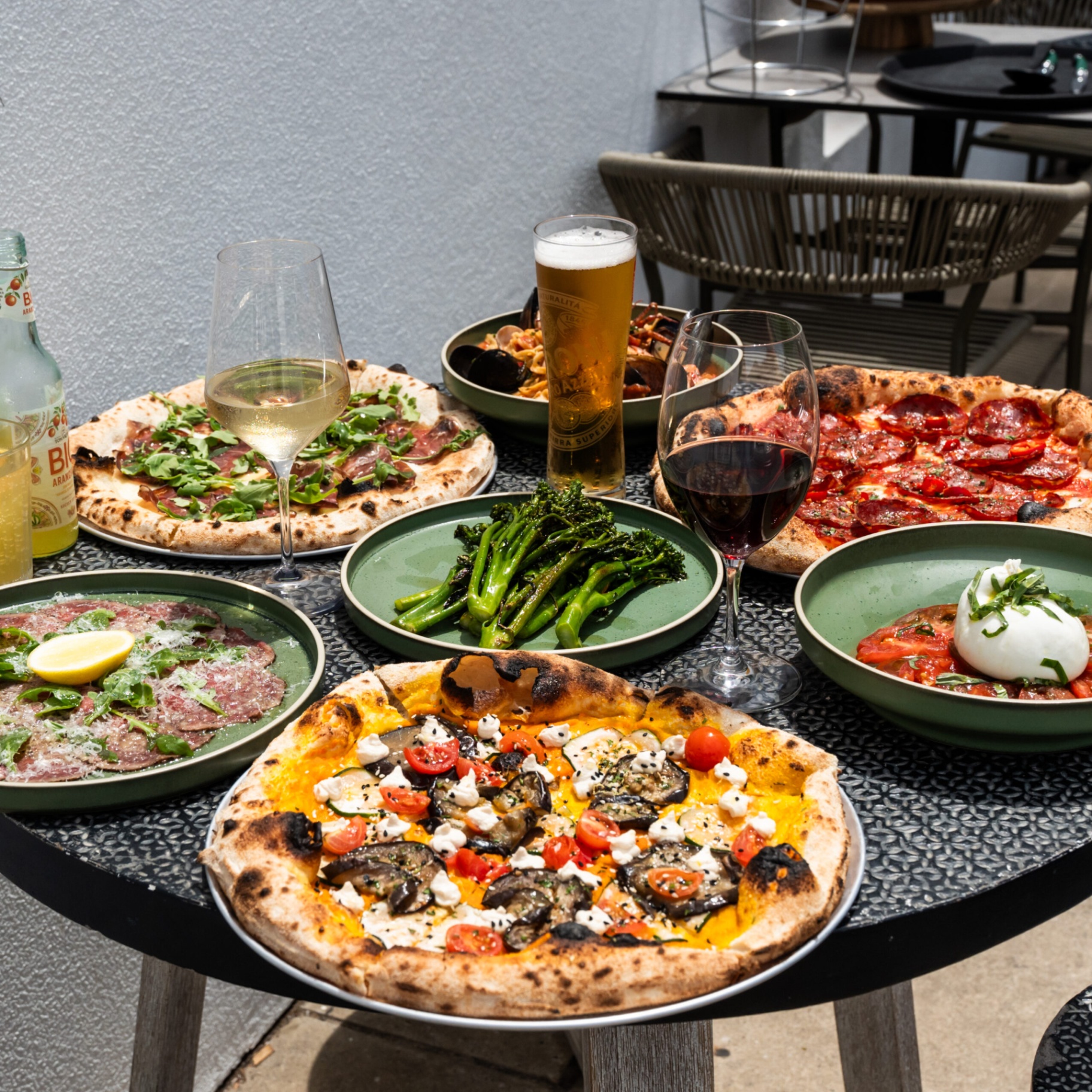 Pizza from a traditional pizza oven